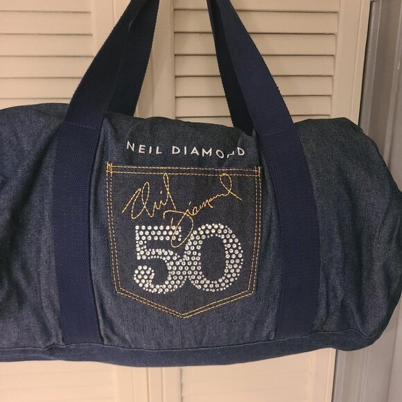 Neil Diamond 50th Anniversary 2017 Duffel Duffle Bag Denim Rhinestone Diamond - Picture 2 of 4
